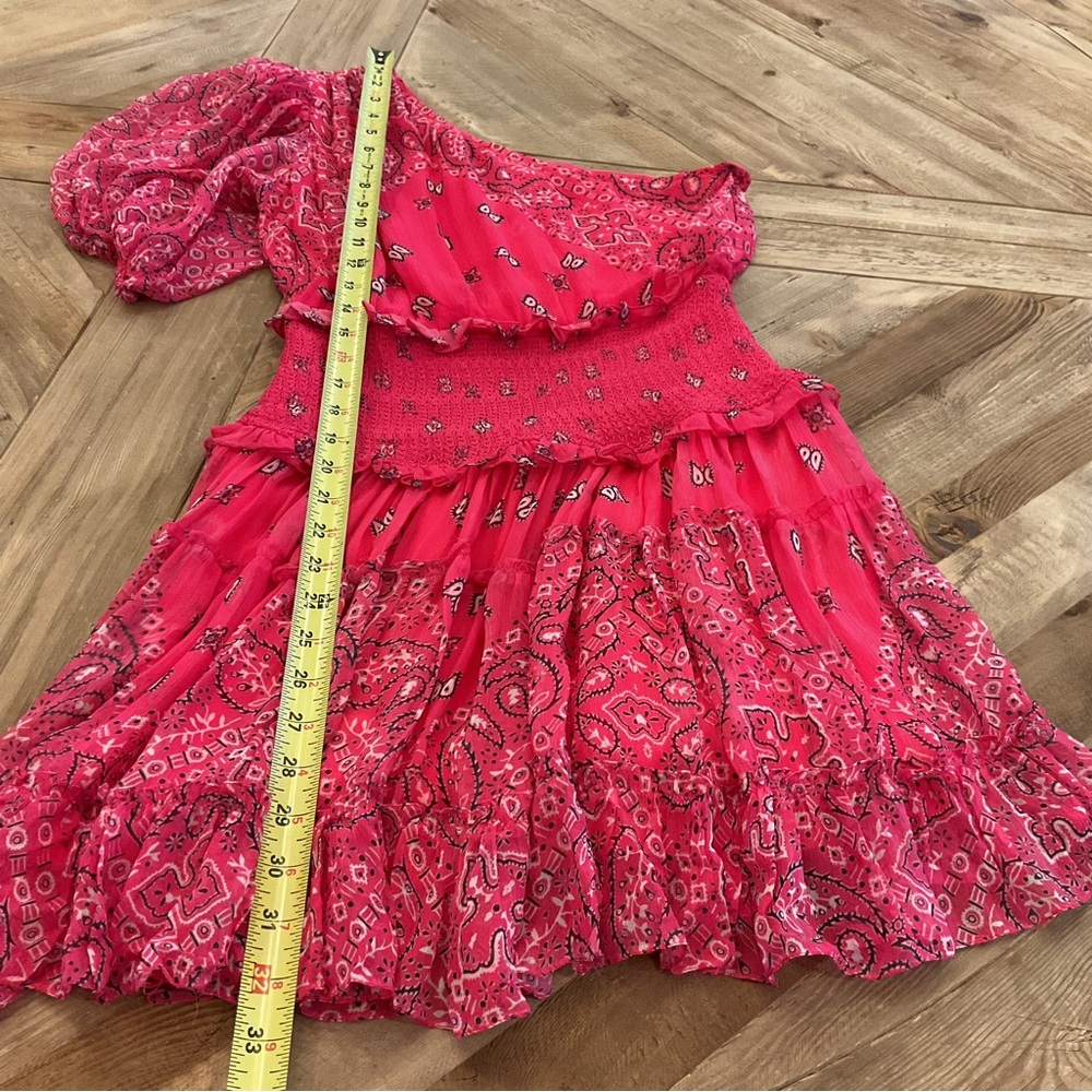 Rococo Sand One Shoulder Pink Paisley Smocked Mini Dressβ Size S - Picture 8 of 10